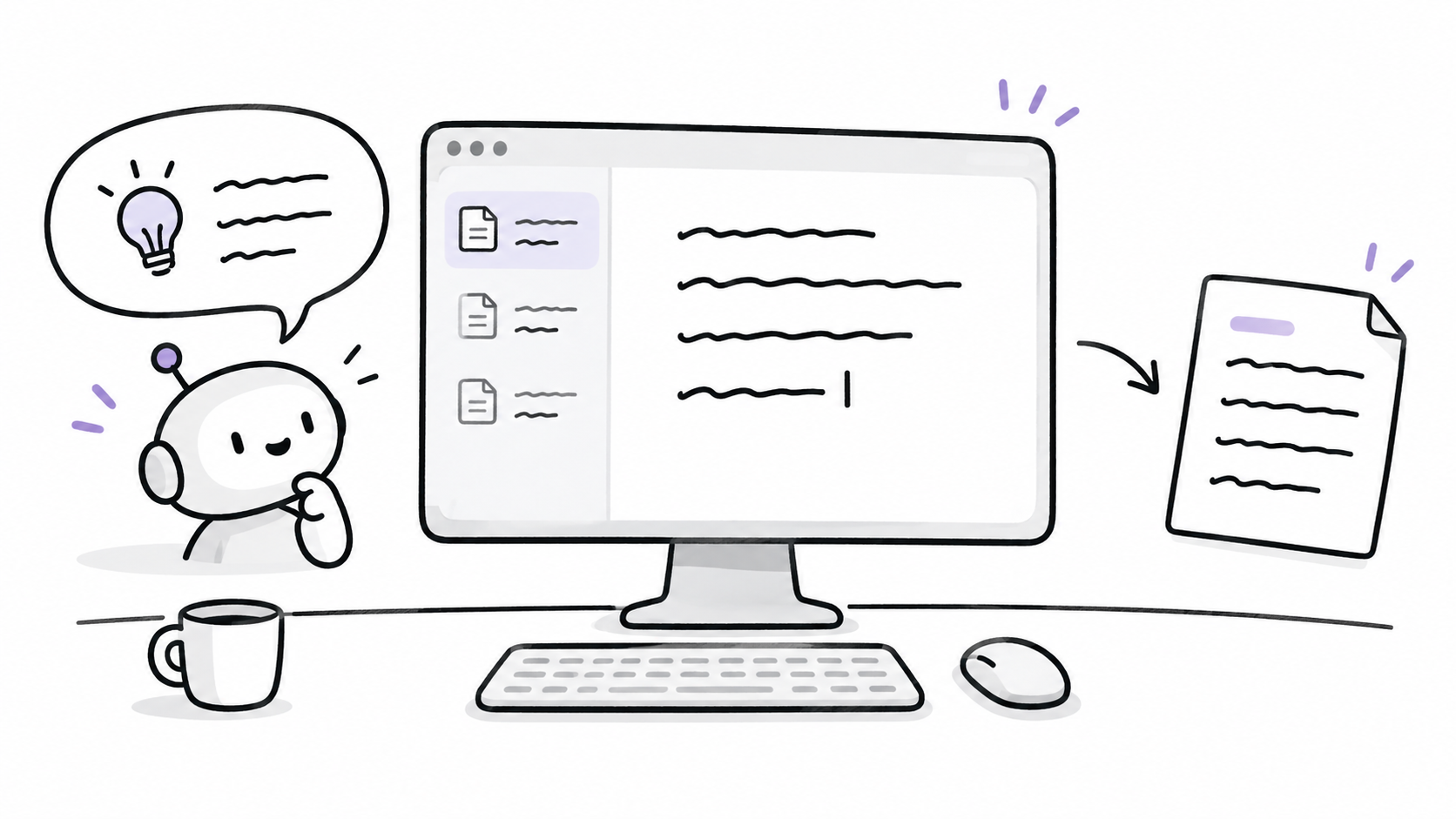 AIと相談した結果をメモにまとめるイメージ